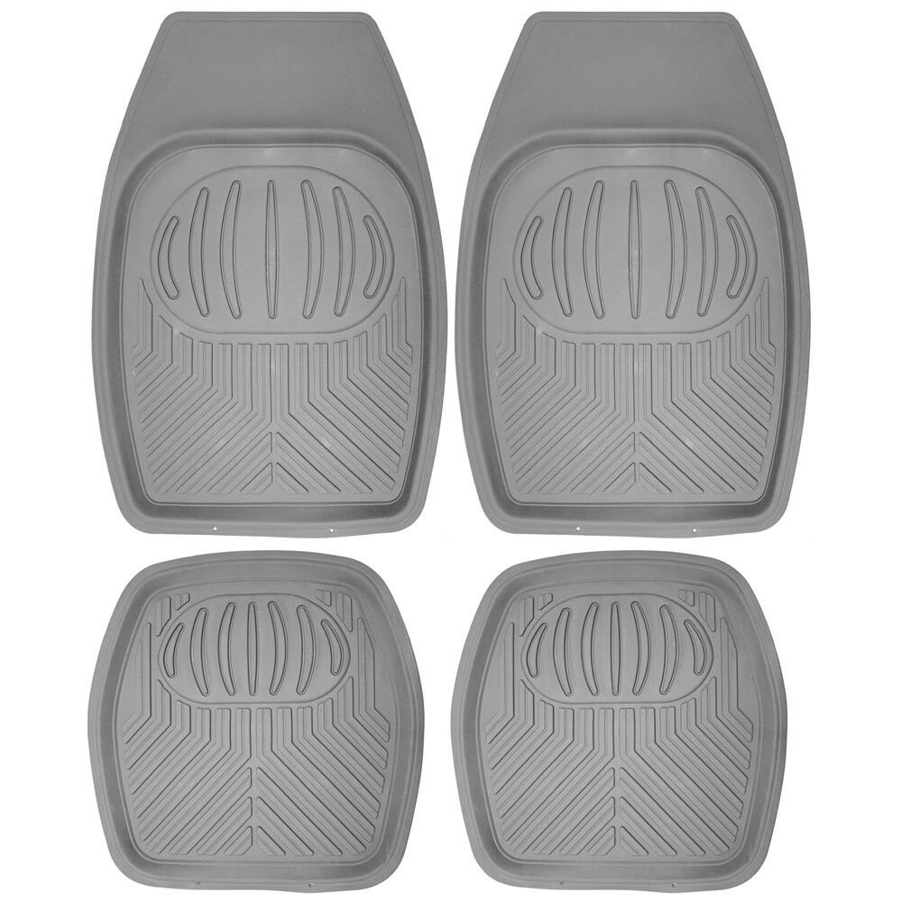 Car Floor Mats for All Weather Rubber 4pc Set Pan Tech Fit Heavy Duty Grey