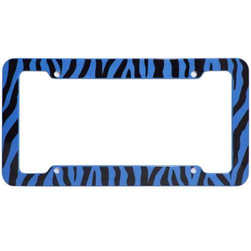 Blue Safari Zebra Tiger Print Plastic License Plate Frames Car Truck SUV Van