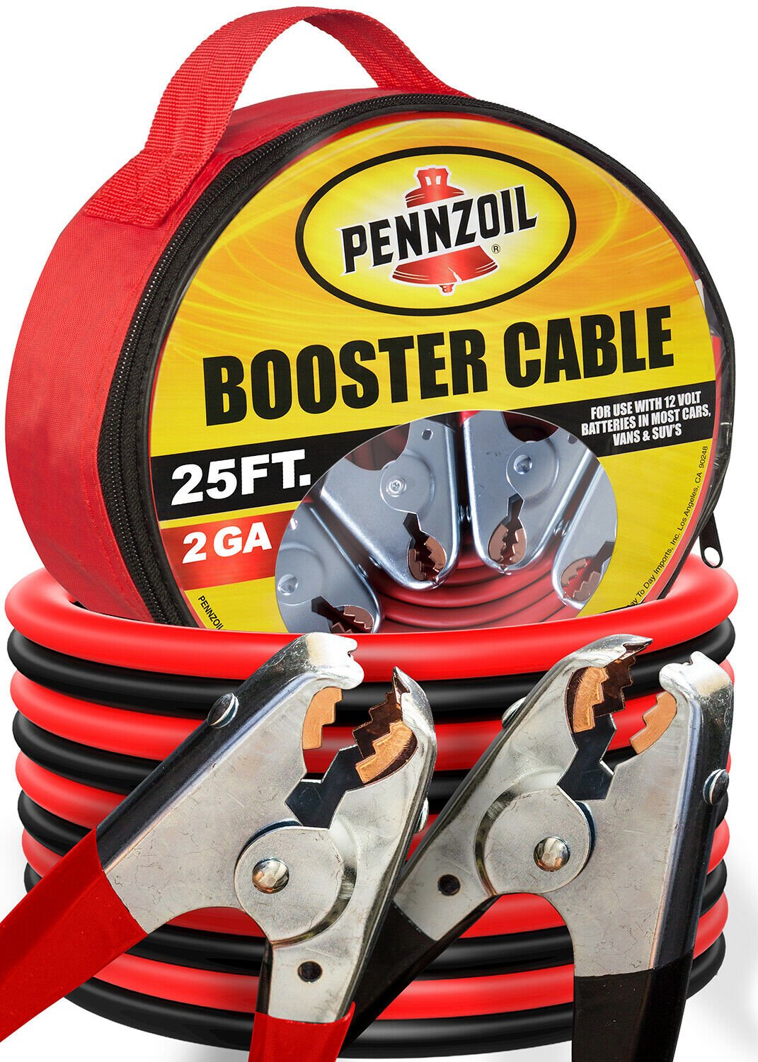 25 Ft 2 Gauge Battery Jumper Heavy Duty Power Car Booster Cable Emergency