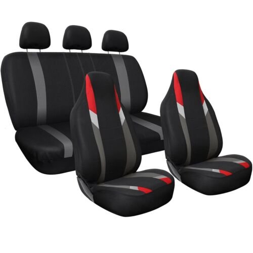 Seat Cover Complete Set for Car Truck SUV Van - Flat Poly Cloth Fabric- 10 Piece
