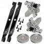 2 SPINDLE ASSEMBLY PULLEY and BLADE FOR Husqvarna LT18542 LTH120 LTH125 LTH130
