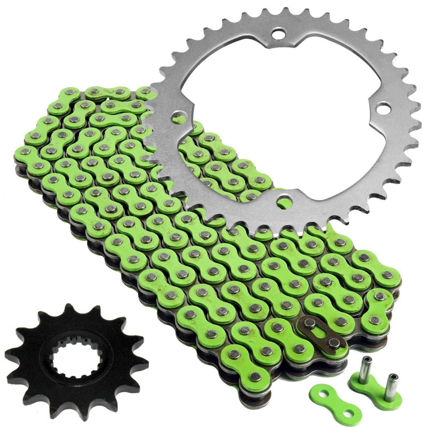 Green Drive Chain and Sprockets Kit Fits YAMAHA YFZ450R YFZ450X 2009-2018