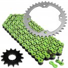 Green Drive Chain and Sprockets Kit Fits YAMAHA YFZ450R YFZ450X 2009-2018