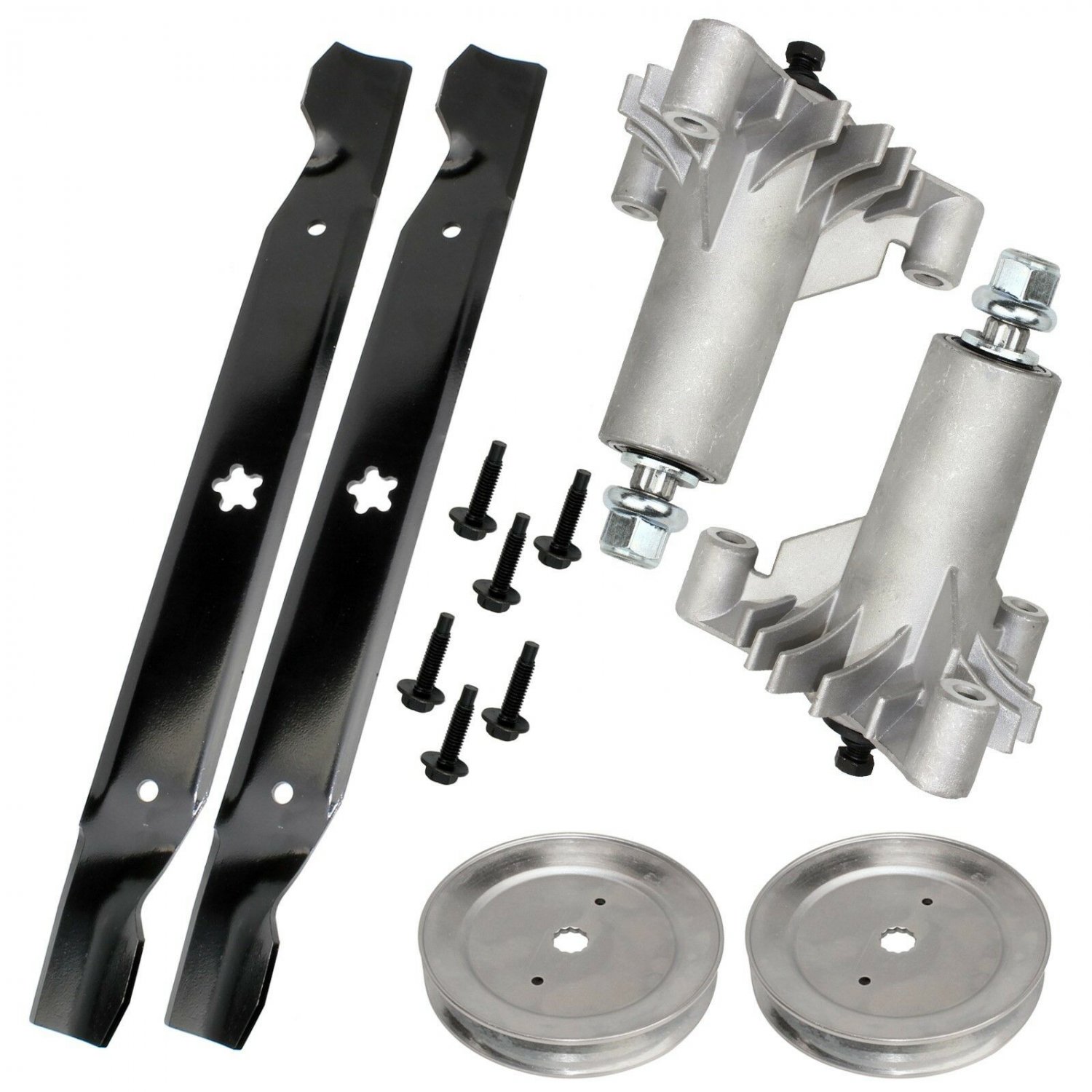 2 SPINDLE ASSEMBLY PULLEY BLADE FOR Husqvarna YT150 YT180 YT190 YTH130 YTH1342