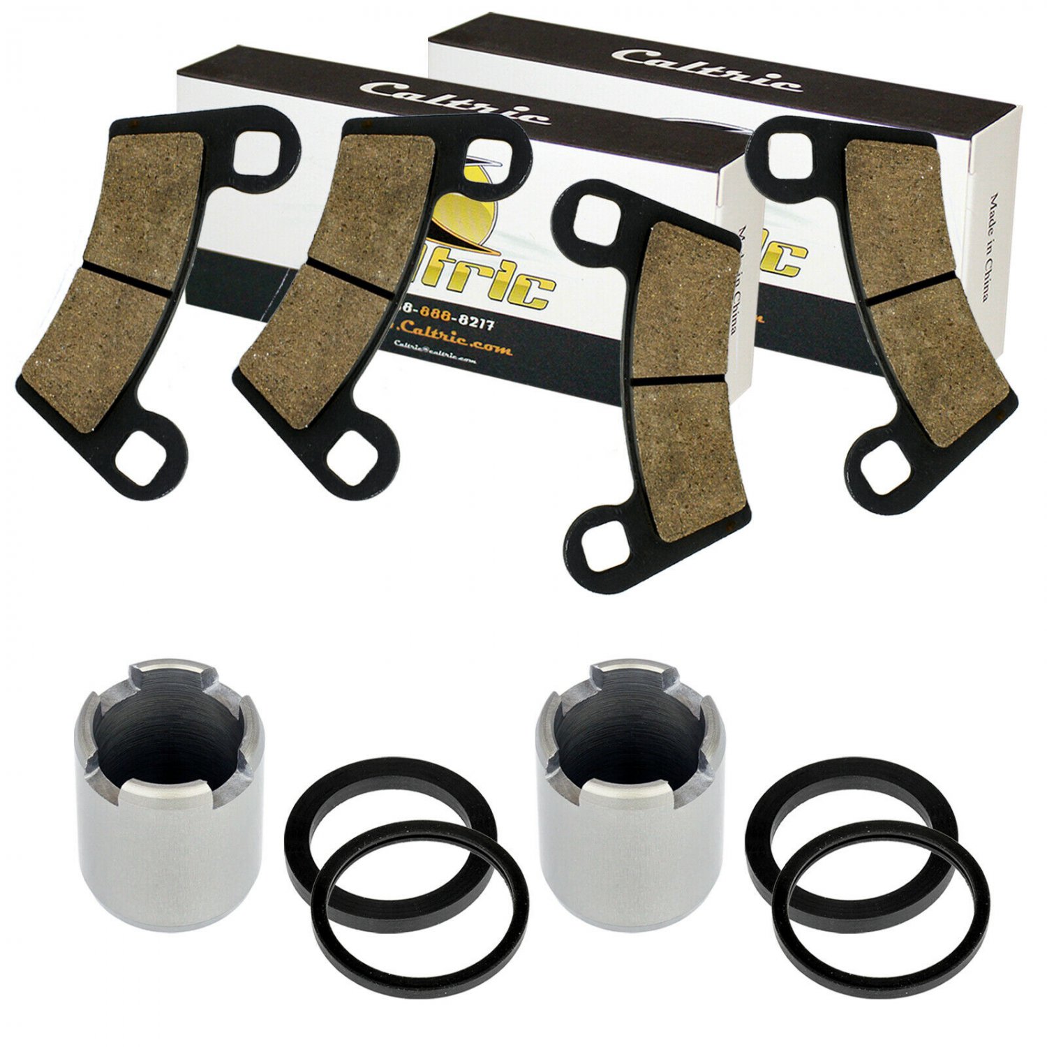 2 FRONT BRAKE CALIPER PISTON and PADS FOR Polaris RZR 800 EFI 2008 2009-2014