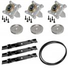 3 DECK BLADE SPINDLE BELT PULLEY KIT FOR Husqvarna GXLS2354 GLS2754 GTH26K54