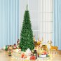 6.5ft Pre-Lit Hinged Artificial Pencil Christmas Tree with 250 Multicolor Lights