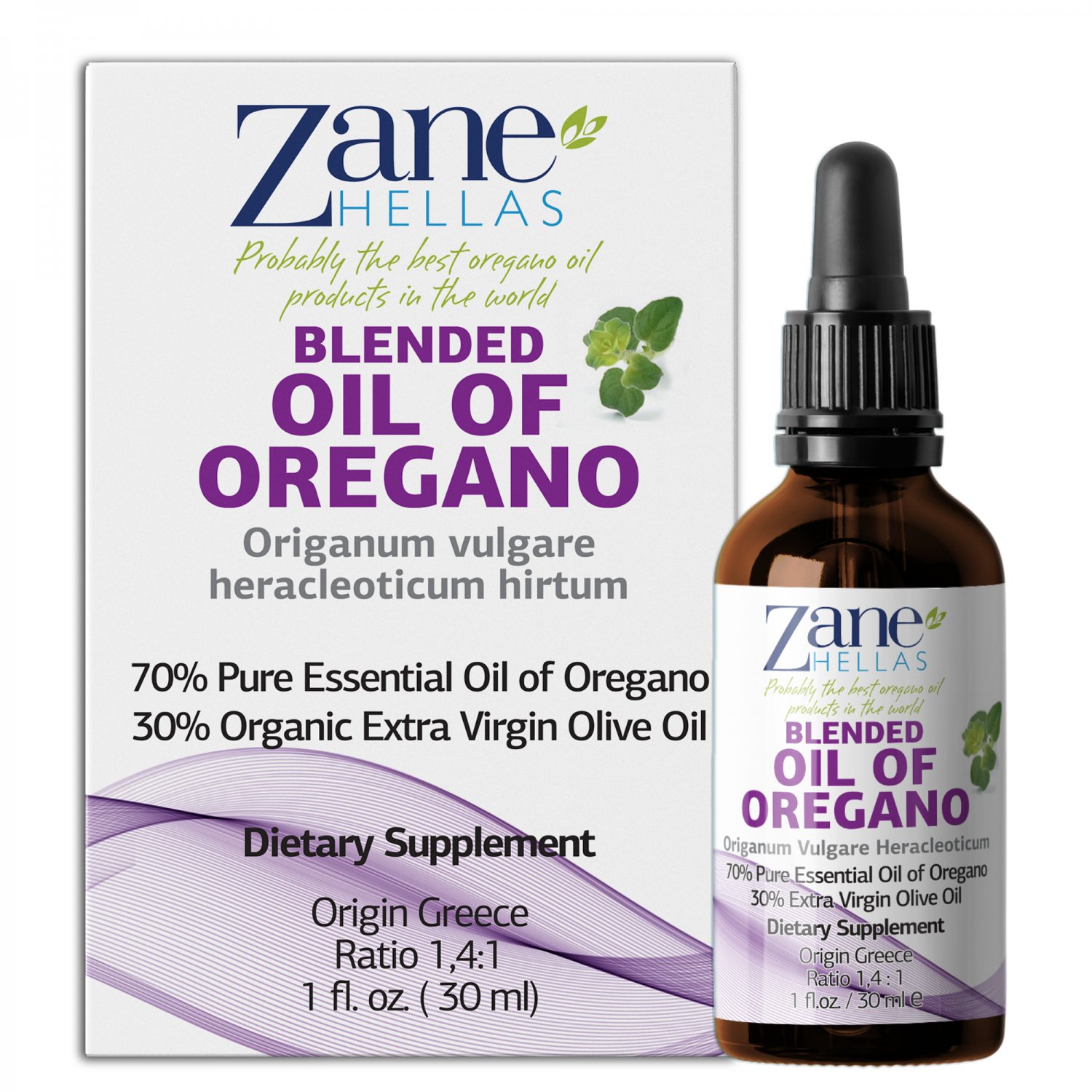 ZANE HELLAS Oil of Oregano with 86 Minimum Carvacrol ,90 mg Carvacrol Per Serving, 1fl.oz. Super 70