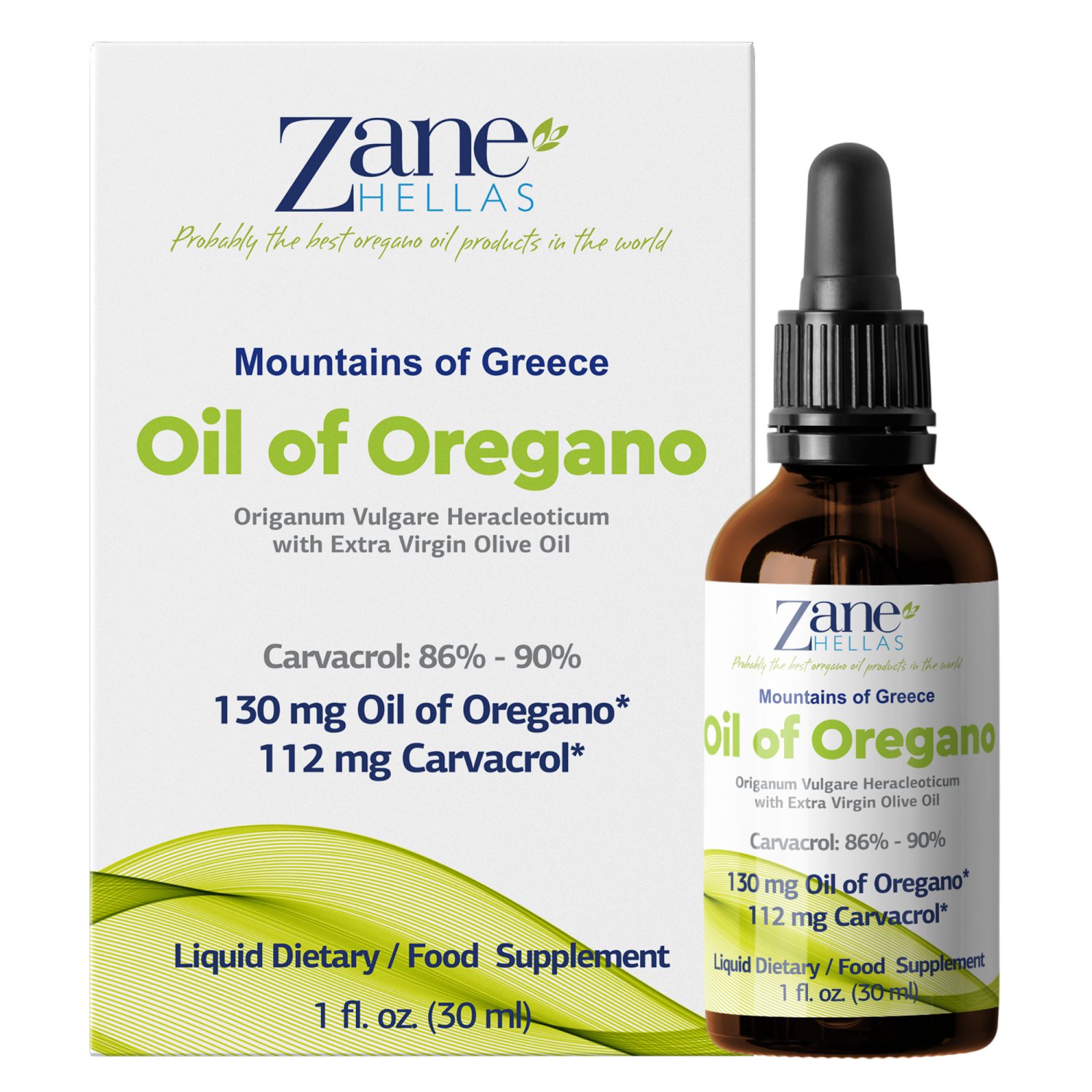 ZANE HELLAS Oil of Oregano with 86 Minimum Carvacrol ,112mg Carvacrol Per Serving, 1fl.oz. Super 70