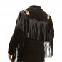 NEW MEN BLACK BUFFALO SUEDE LEATHER FRINGES BEADS JACKET BJ13