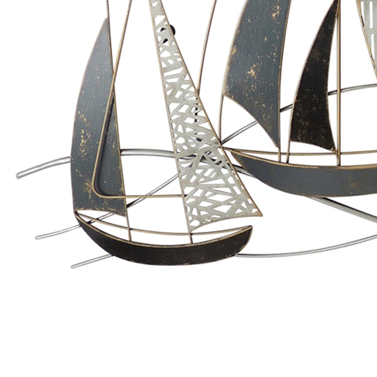 Metal Boat Wall Decor with Solid and Pattern Shades, Multicolor BM206087