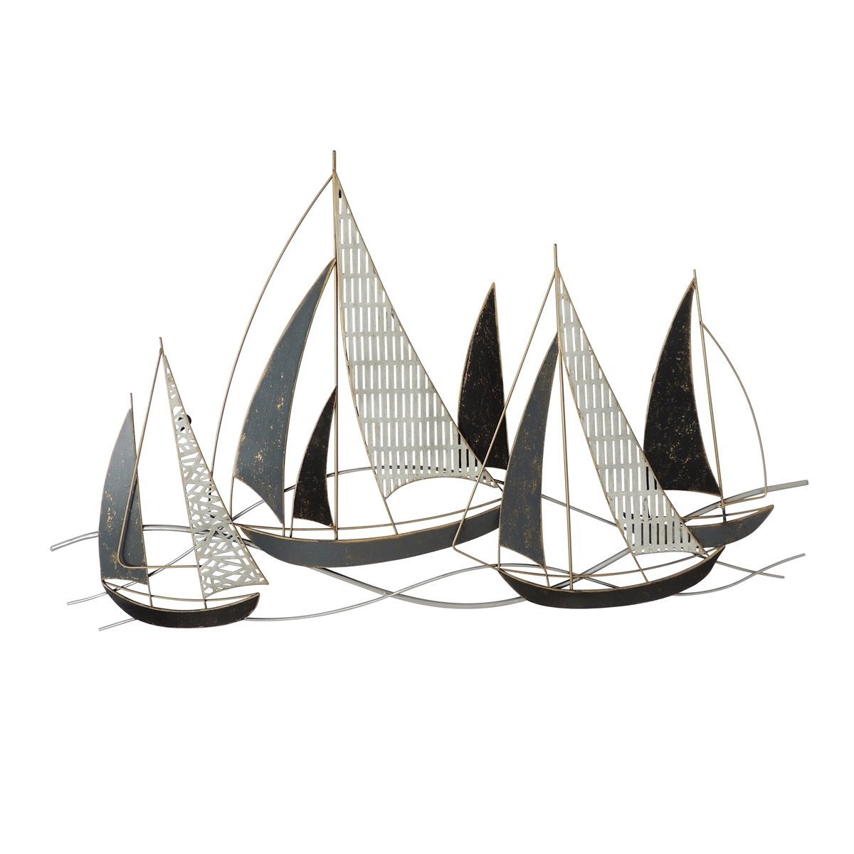 Metal Boat Wall Decor with Solid and Pattern Shades, Multicolor BM206087
