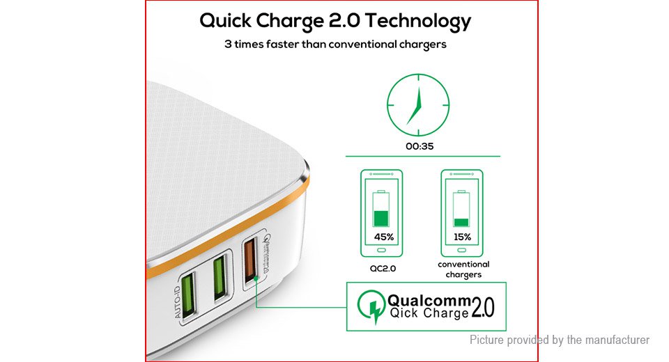 TOPK 6-Port Smart USB Charger AC Power Adapter (UK)