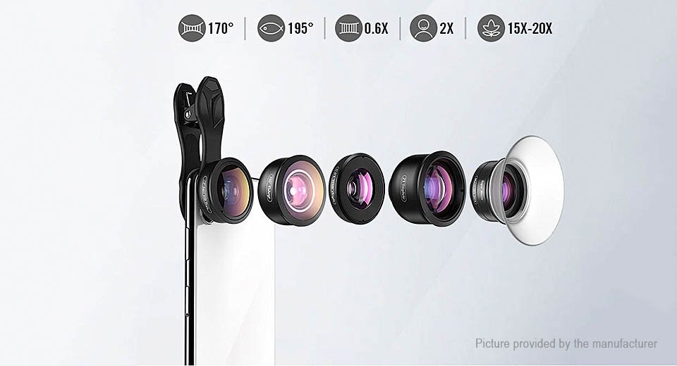 APEXEL APL-HD5 6-in-1 Clip-on Camera Lens Kit