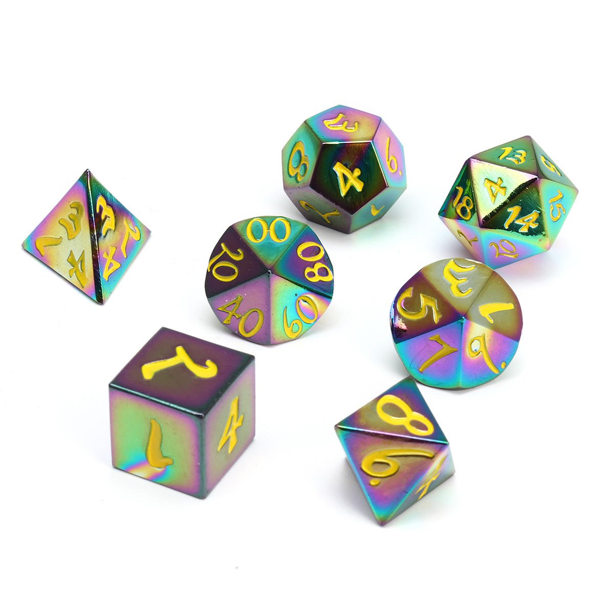 7 Pcs Antique Metal Polyhedral Dices Set Role Playing Game Gadget With Bag