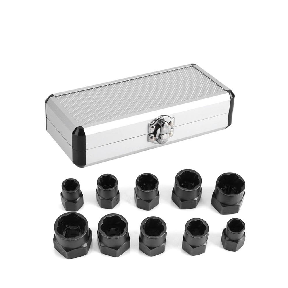 10Pcs Damaged Bolt Nut Screw Remover Set Nut, Threading Hand Tools Kit with Case - B 5Pcs