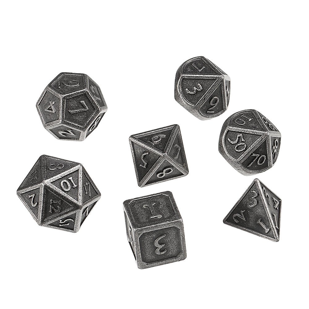 7 Pcs Solid Metal Heavy Dice Set Polyhedral Dices Role Playing Games Dice Gadget RPG
