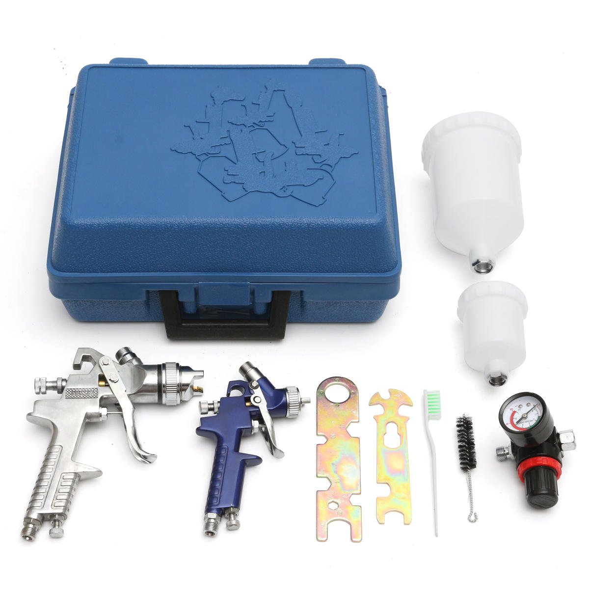 2Pcs Aluminum Gravity Feed HVLP Air Spray Tools Set 1.4/0.8mm Two Size Nozzle Set