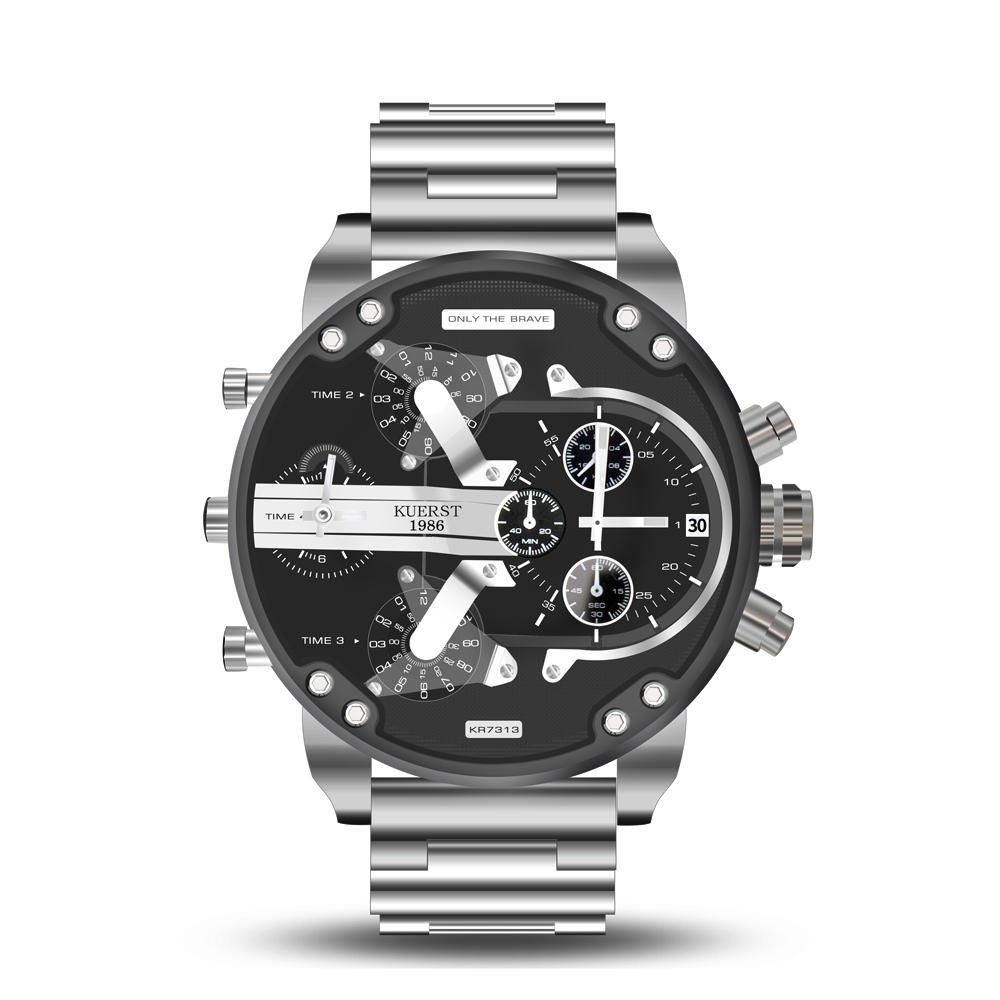 Working Little Dials Waterproof Quartz Watch Unique Design Full Steel Men Wrist Watch