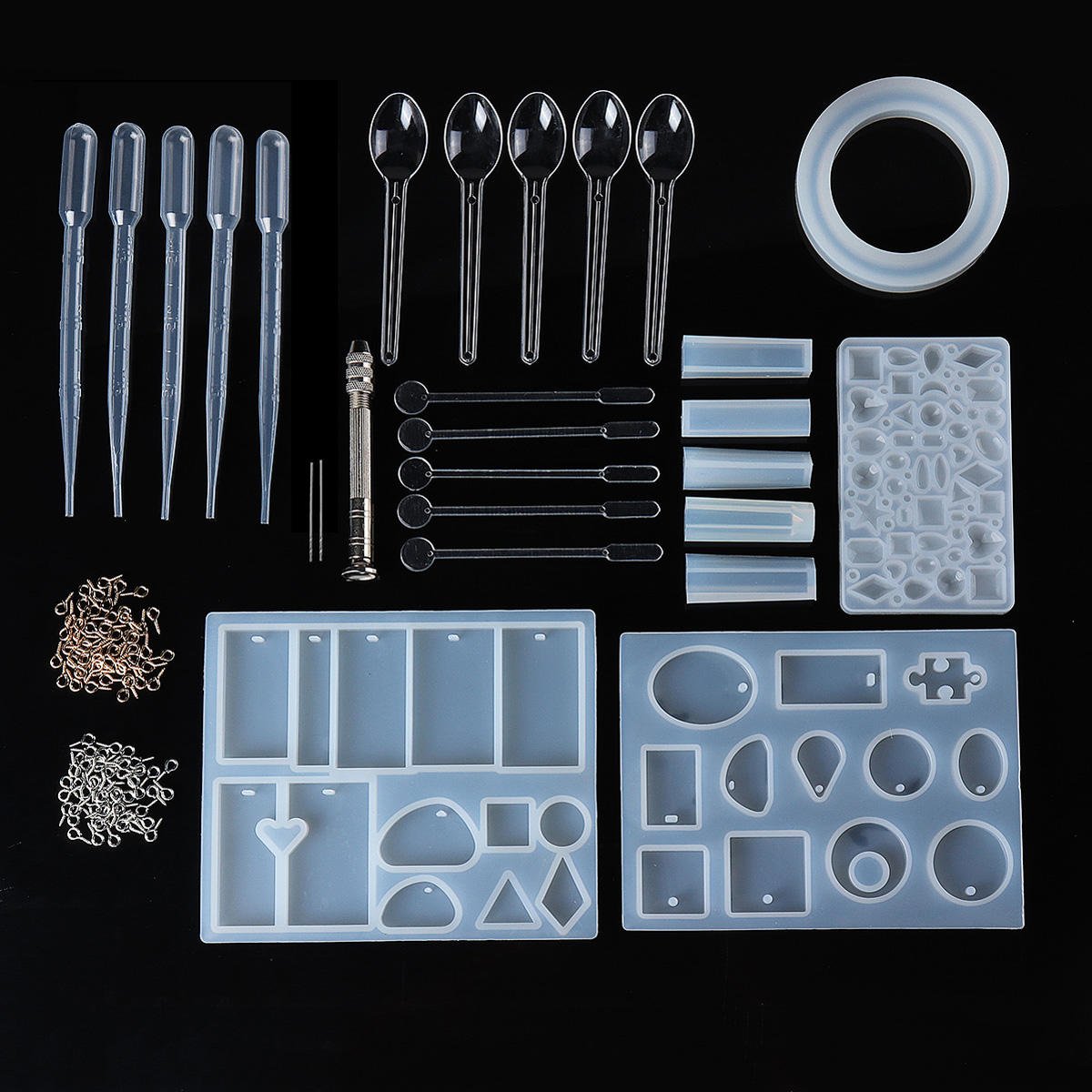 27 Pcs DIY Craft Tools Kit Silicone Crystal Mold Making Jewelry Pendant Resin Casting