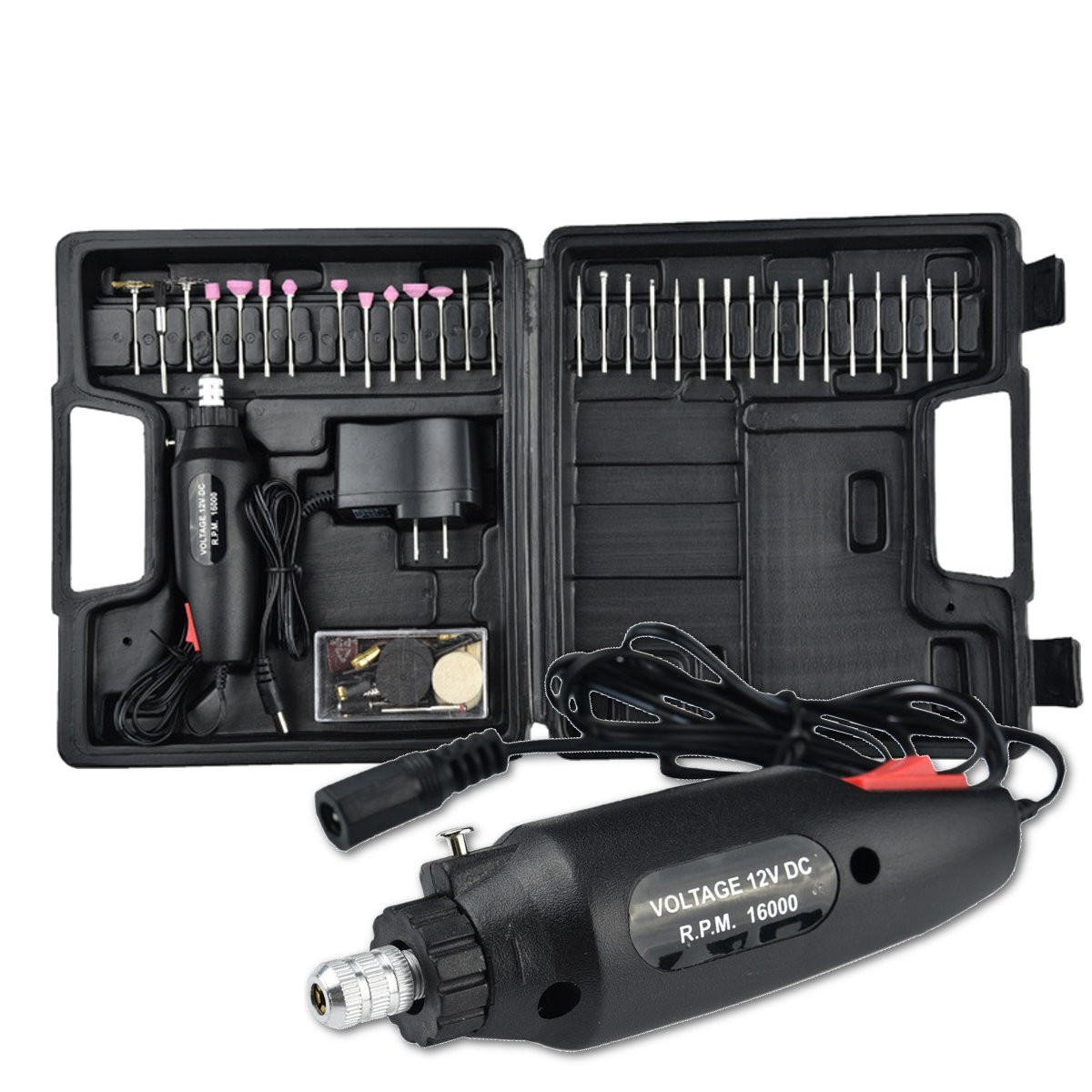 60Pcs Electric Polishing Grinder Rotary Tool Kit 12V Power Drill Machine and Accessories