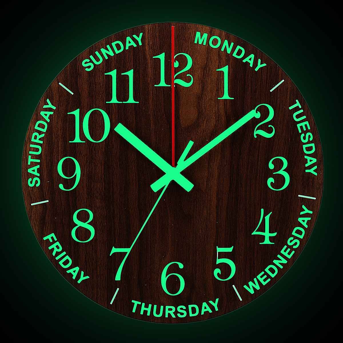 12 Inch Luminous Wall Clock Wood Silent light Nordic Fashion Wall Clock Non Ticking With Night Light