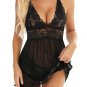 Lace and Mesh Babydoll and String Set