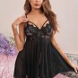 Contrast Lace Mesh Scallop Trim Slips With Thong