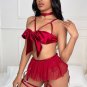 A Gift For You Satin Bow Bra And Panty Set