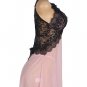 V Neck Pink Lace Stitching Strap with Flower Babydoll