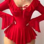 Sultry Red Ruffled Off-Shoulder Bodysuit