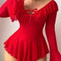 Sultry Red Ruffled Off-Shoulder Bodysuit
