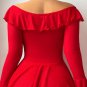 Sultry Red Ruffled Off-Shoulder Bodysuit