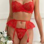 Romantic Red Lace Lingerie Set with Garter Belt