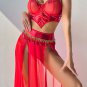 Elegant Red Lingerie Set with Sheer Skirt
