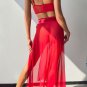Elegant Red Lingerie Set with Sheer Skirt