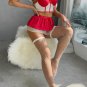 Romantic Red and White Lingerie Set with Sheer Details