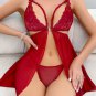 Seductive Lace and Mesh Burgundy Babydoll