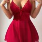 Romantic Burgundy Sheer Lace Babydoll