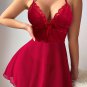 Romantic Burgundy Sheer Lace Babydoll