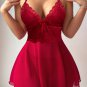 Romantic Burgundy Sheer Lace Babydoll