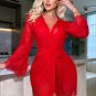 Flirty Red Lace Bralette and Shorts with Sheer Robe