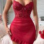 Alluring Red Lace and Mesh Chemise