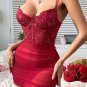 Alluring Red Lace and Mesh Chemise
