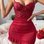 Alluring Red Lace and Mesh Chemise