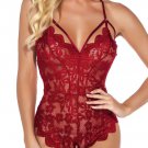 Alluring Red Floral Lace Teddy
