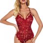 Alluring Red Floral Lace Teddy