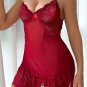 Contrast Lace Sheer Mesh Babydoll Sexy Lingerie Dress With Thong