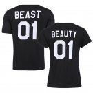 Black Printed On Back Couple Short sleeve T-shirt