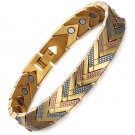 Swordsman-Silver Gold Plated Stainless Steel Healing Magnetic Bracelet for Pain